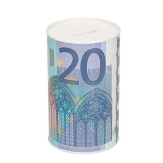 Free & Easy 20 eurobiljet spaarpot - metalen blik - 13 cm