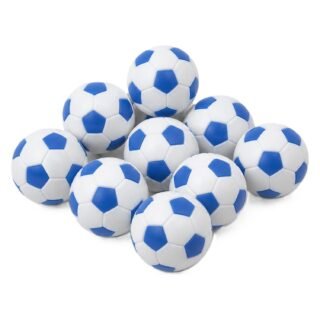 Bellatio Decorations Tafelvoetbal balletjes - 5x stuks - wit/blauw - D32 mm - mini voetballetjes - r