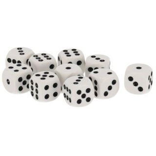 Gerimport Speelgoed spellen Dobbelstenen - wit - 10x stuks - kunststof