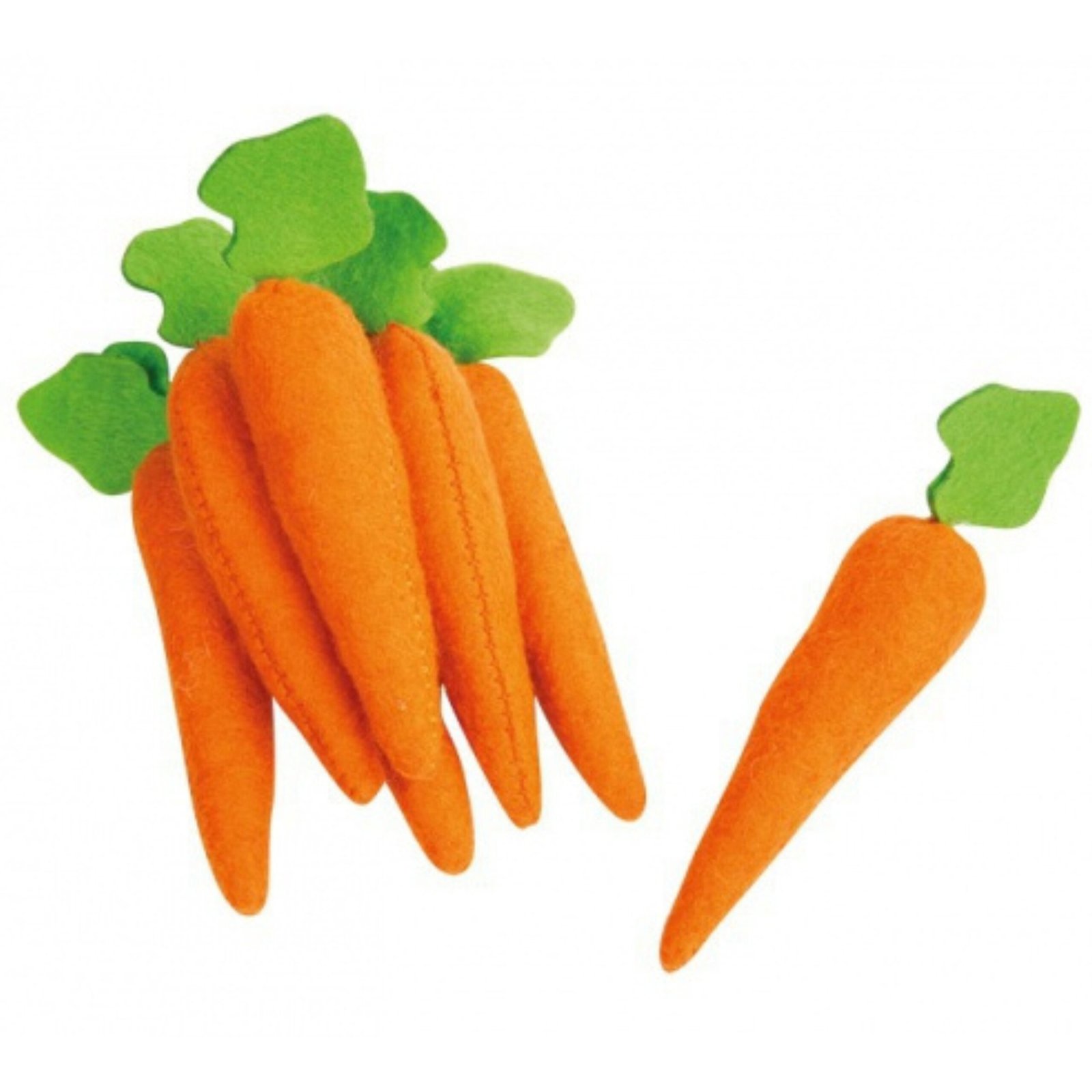 Speelgoed wortels - 7x st - 10 cm - oranje - vilt - decoratie groenten
