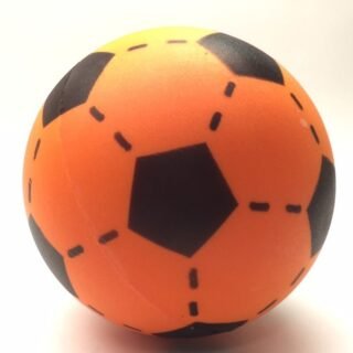 T&F Creations Softbal foam - 3x - voetbal print - oranje - zacht - 20 cm - speelgoed ballen