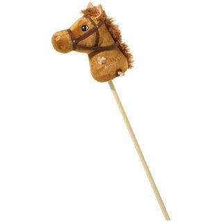 Pluche stokpaard bruin met geluid 110 cm