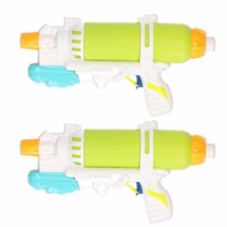 Waterpistolen/waterpistool - 2x - groen/wit - 34 cm - kinderspeelgoed