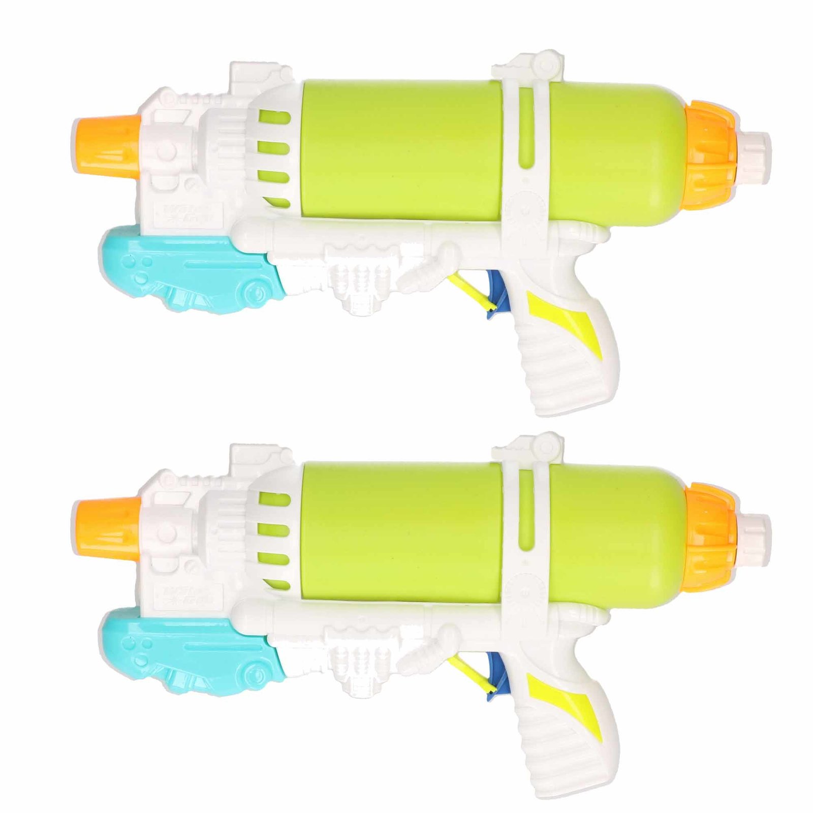 Waterpistolen/waterpistool - 2x - groen/wit - 34 cm - kinderspeelgoed