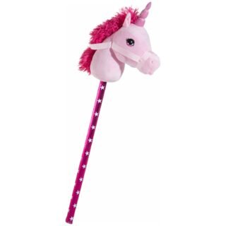 Heunec Eenhoorn stokpaard - roze - 70 cm - pluche - unicorn - stokpaardjes