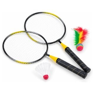 Angelsports Speelgoed badminton set - klein formaat - inclusief rackets - shuttle - stuiterbal