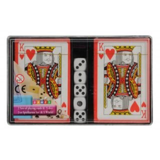 Eddy toys Speelkaarten en Dobbelstenen - 2x set kaarten - 5 dobbelstenen