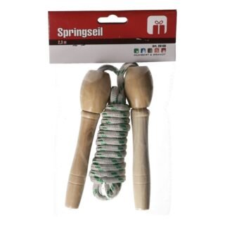 Springtouw met houten handvatten - 2,3 meter - groen