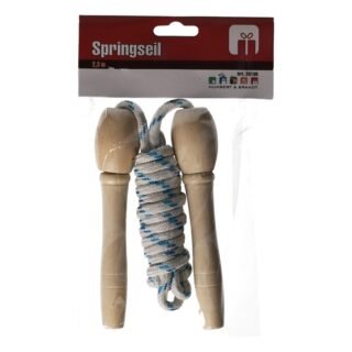 Springtouw - blauw - houten handvatten - 2,3 meter