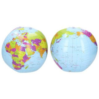 Bullet Opblaasbare strandbal - 2x - wereldbol - Globe - De aarde - PVC - Dia 26 cm - cadeau