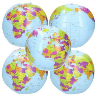 Bullet Opblaasbare strandbal - 10x - wereldbol - Globe - De aarde - PVC - Dia 26 cm - cadeau
