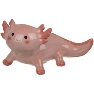 Spaarpot Axolotl - keramiek - 17 x 11 cm - roze - dieren salamander cadeau