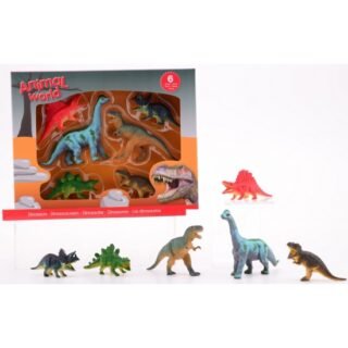 JohnToy Speelgoed Dinosaurussen - 6 stuks - soft plastic - verschillende maten
